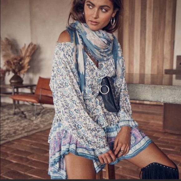 Gypsy Dahlia Tunic Dress Dusty Blue 